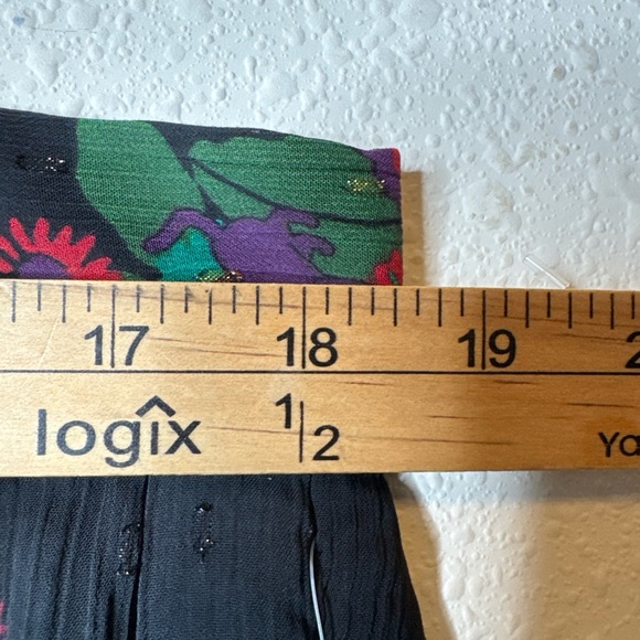 Modcloth Meow Bouquet Pleated Chiffon Midi Skirt Black Floral Button Front 18W - Picture 9 of 13